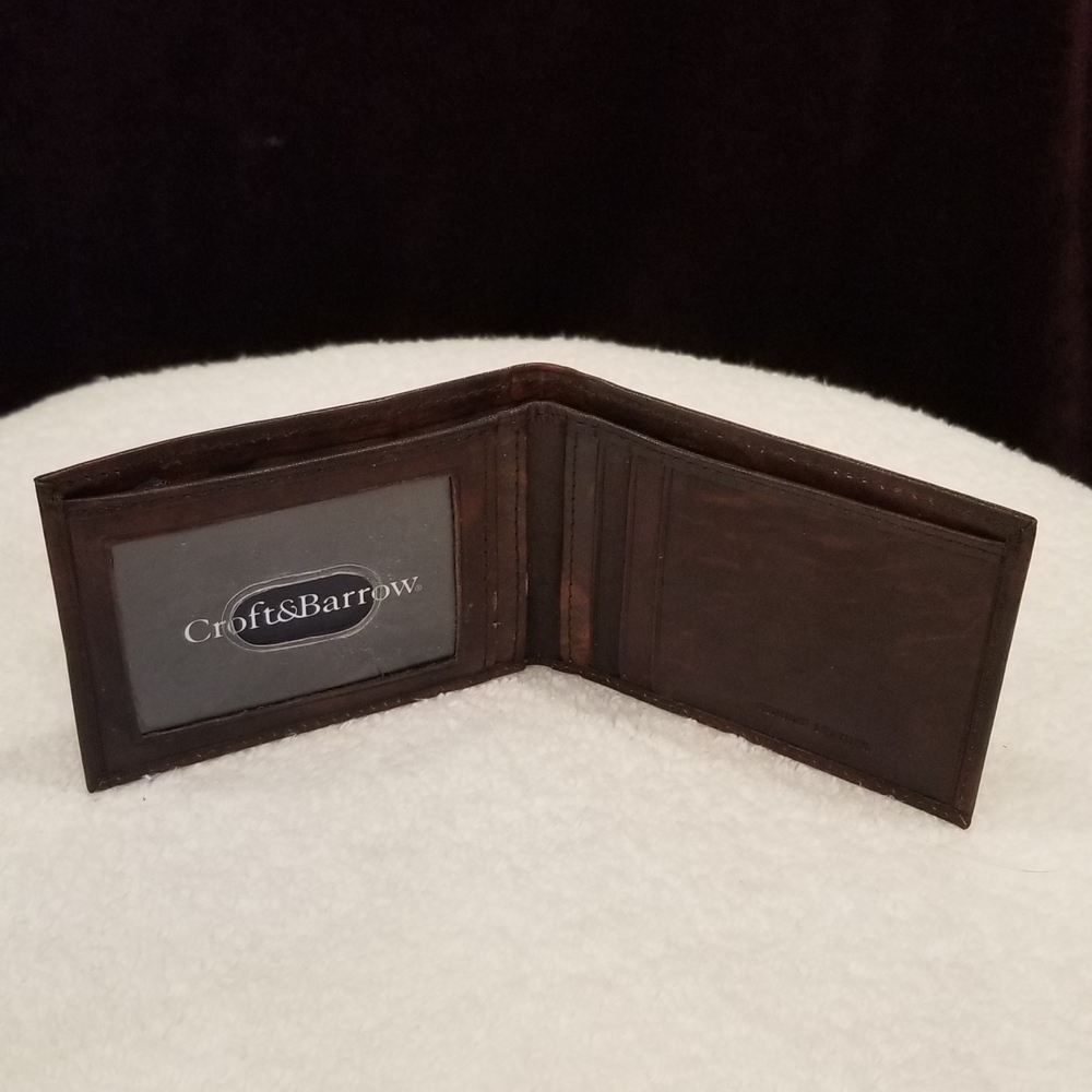 Croft & Barrow Men's Dark Brown Leather Card Holder In Original Container